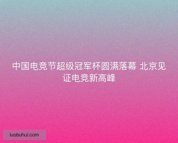 中国电竞节超级冠军杯圆满落幕 北京见证电竞新高峰