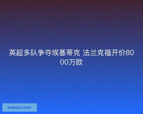英超多队争夺埃基蒂克 法兰克福开价8000万欧